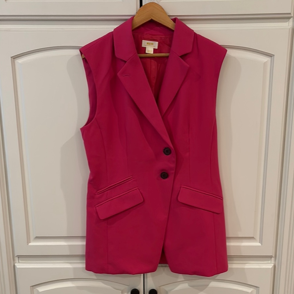 Maeve Pink Tailored Vest with Lapel Collar